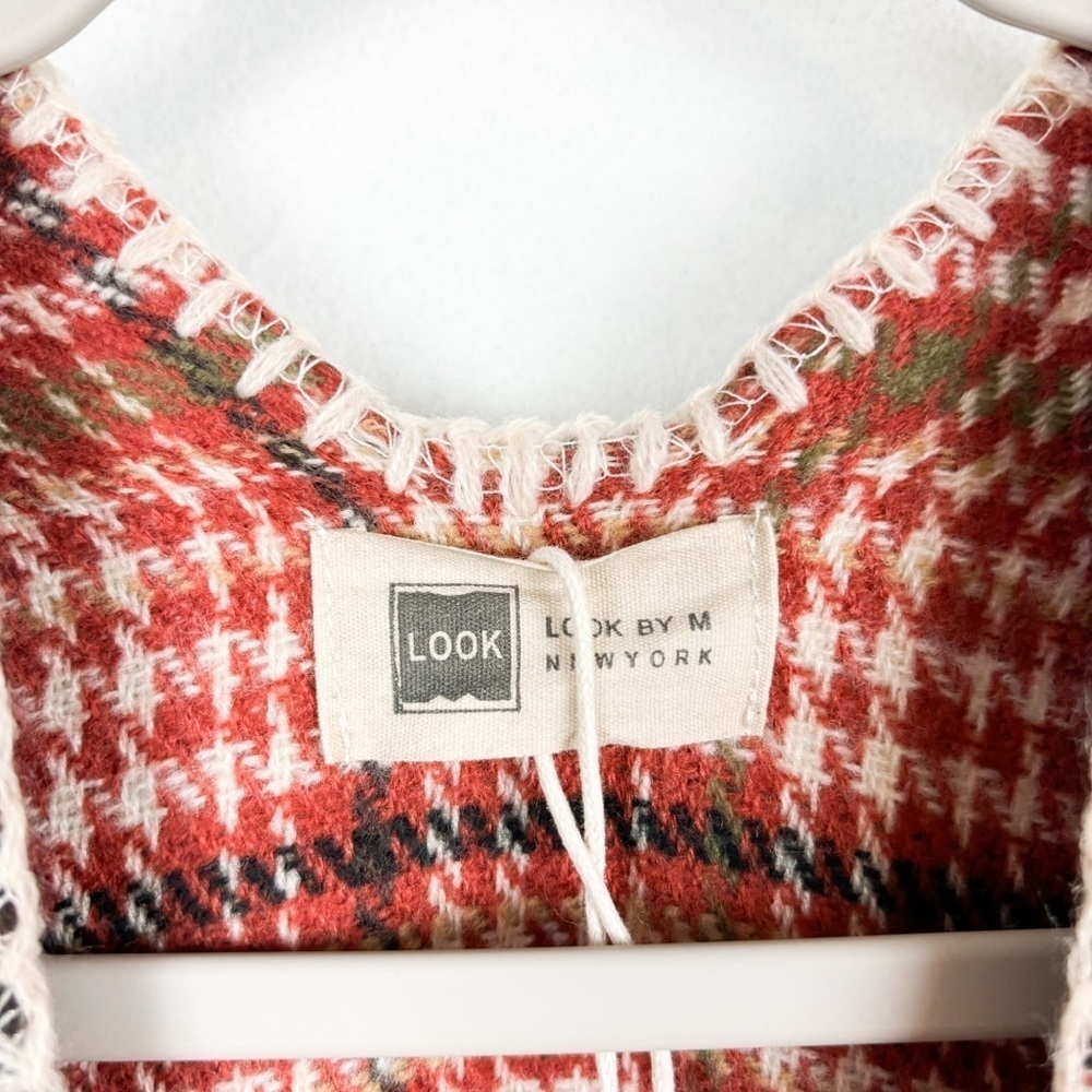 NWT Look by M New York Plaid Poncho Wrap Shrug Shawl - Picture 4 of 7